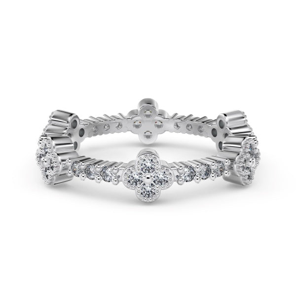 Six Clover Eternity Ring - Crystal