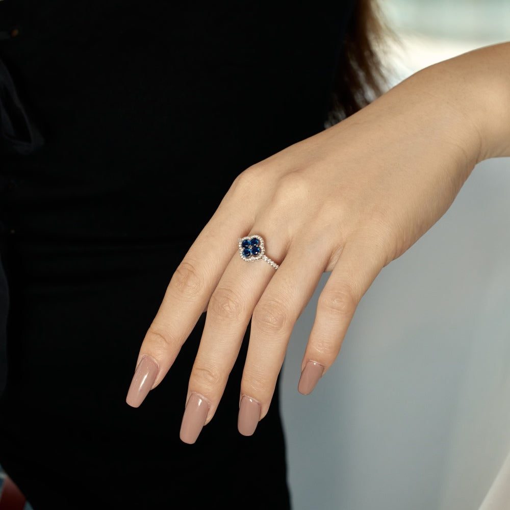 Royal Blue Clover Ring