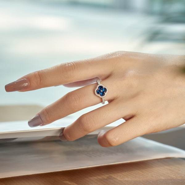 Royal Blue Clover Ring