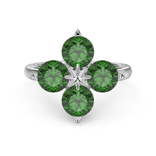 Eight-point Star Clover Ring - Green