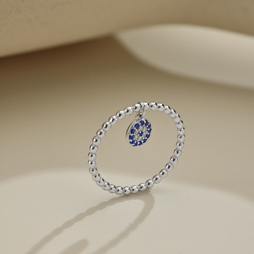 Round Blue Charm Bubble Ring