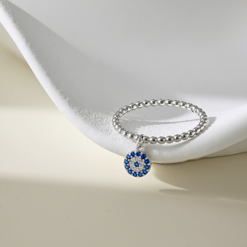 Round Blue Charm Bubble Ring