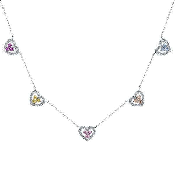 Five Heart Charms Necklace