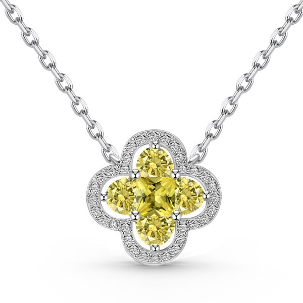 Yellow Clover Pendant Necklace