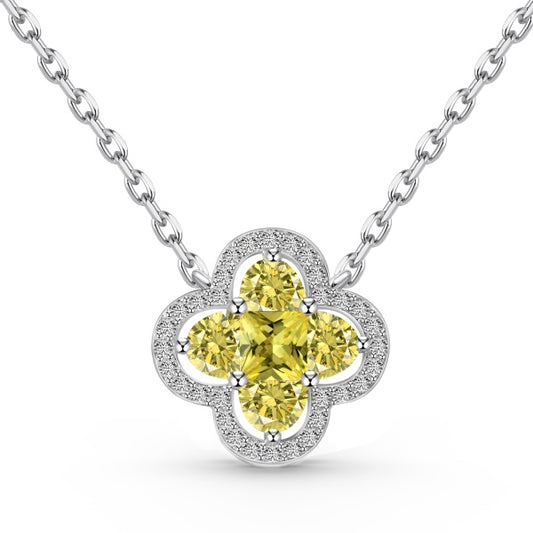 Yellow Clover Pendant Necklace