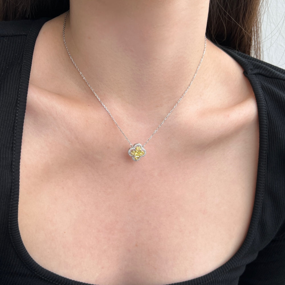 Yellow Clover Pendant Necklace