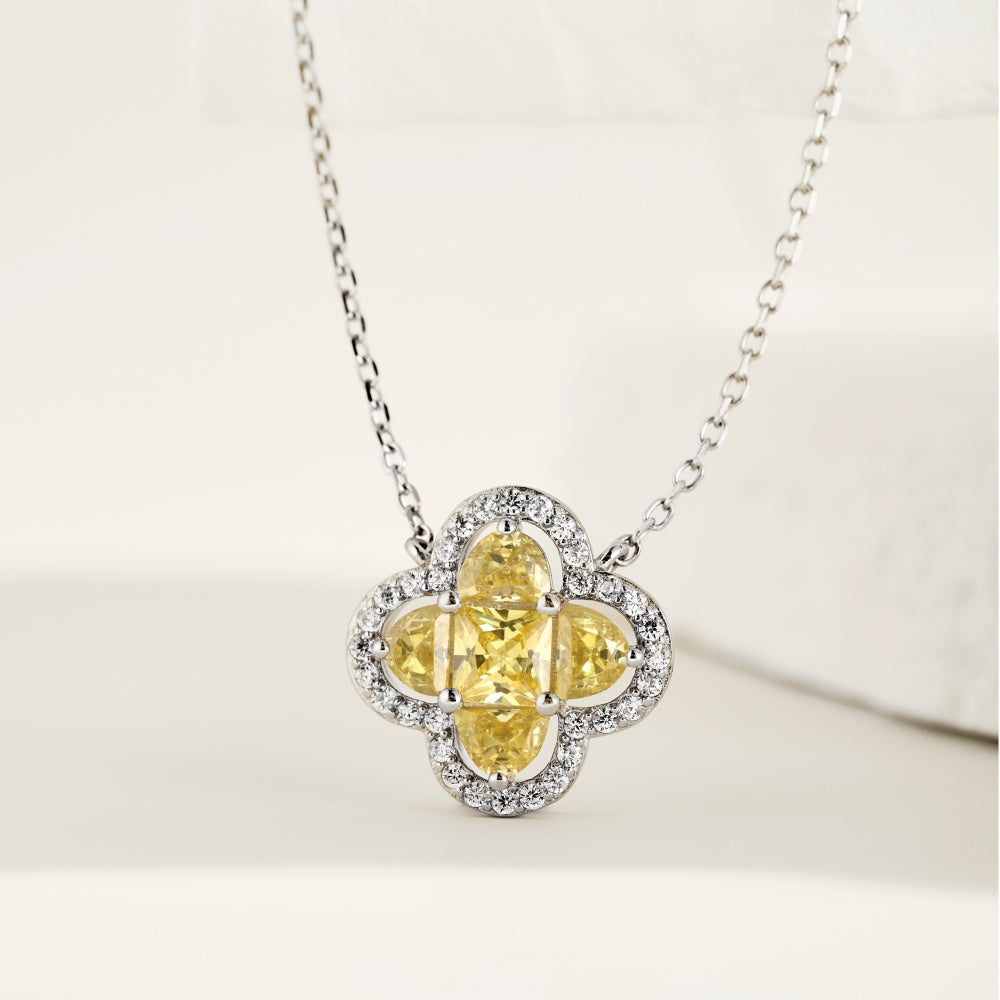 Yellow Clover Pendant Necklace