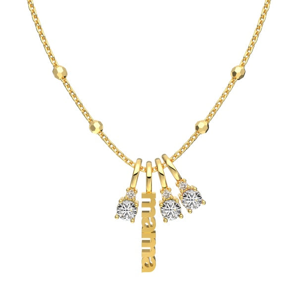 Mama and Charms Pendant Necklace - 18k Gold Plated