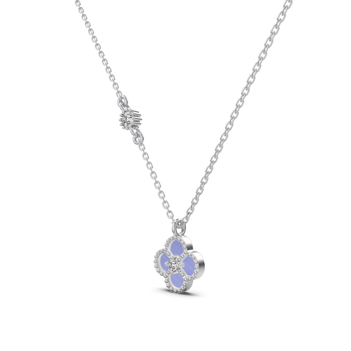 Four Leaf Pendant Necklace - Light Purple