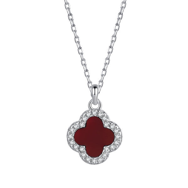 Clover Pendant Necklace - Red