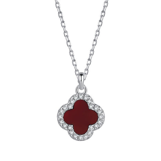 Clover Pendant Necklace - Red