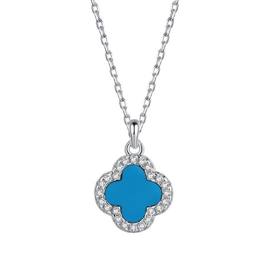 Clover Pendant Necklace - Sky Blue